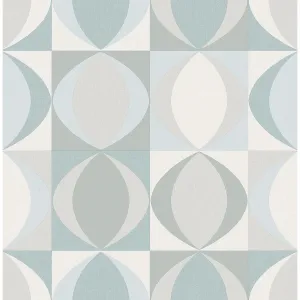 Archer Linen Geometric Wallpaper in Light Blue from the Bluebell Collection