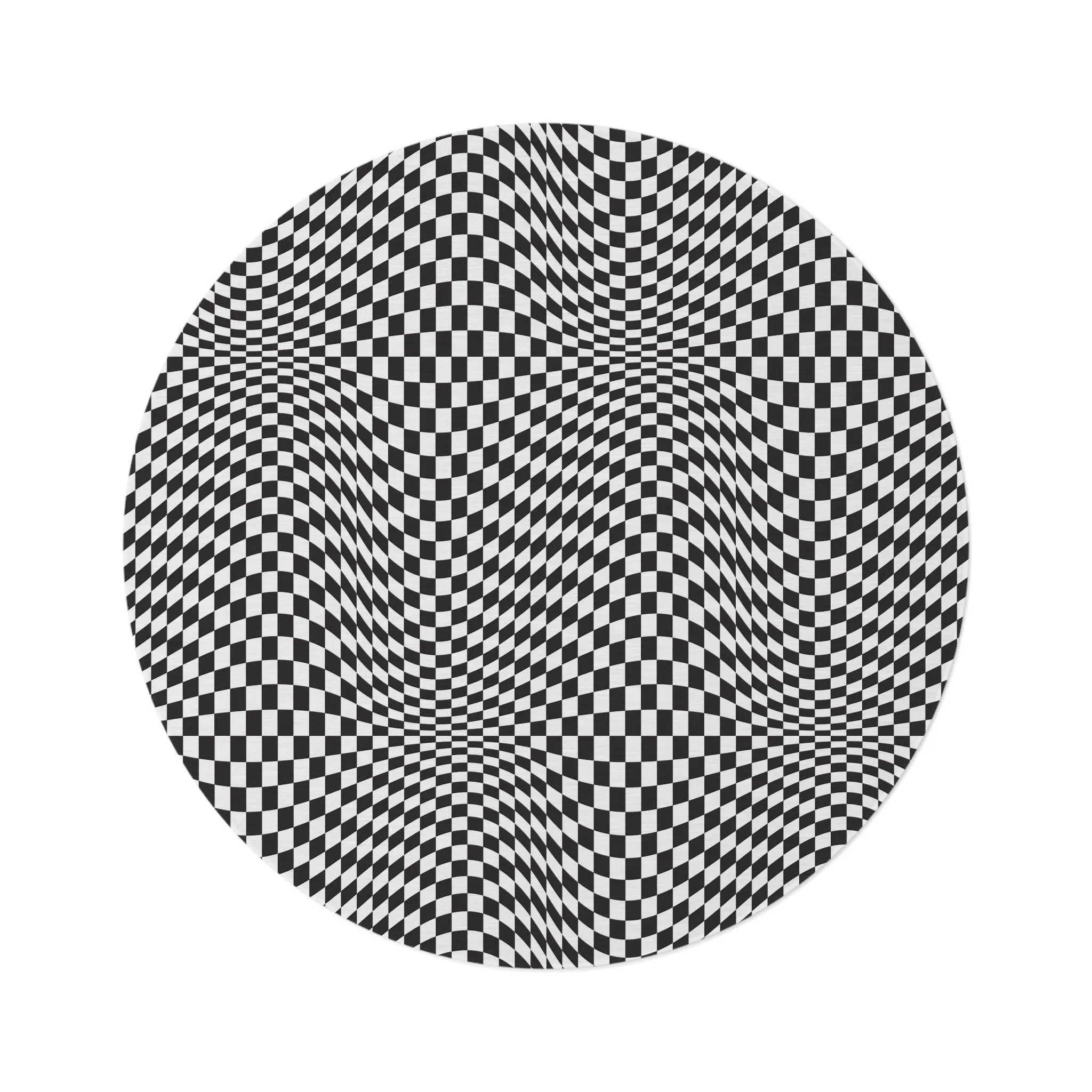 Chic Round Chenille Area Rug - Luxurious 60" Checked Design