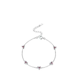 Colorful Heart-shaped Zircon Sterling Silver Bracelet for Women