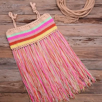 Colorful Tassel Bikini Sexy Crochet Bikini Push Up Beachwear Cover Up High Waist Swim Sets