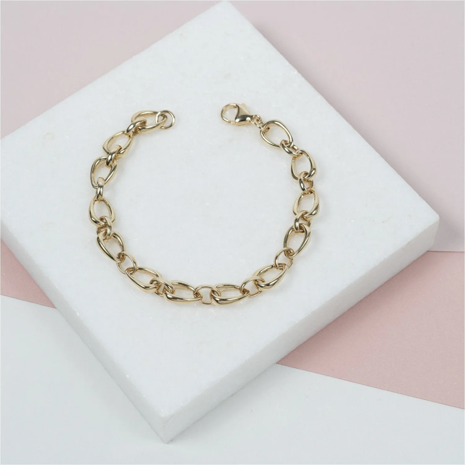 Egerton 9ct Yellow Gold Raindrop Link Bracelet