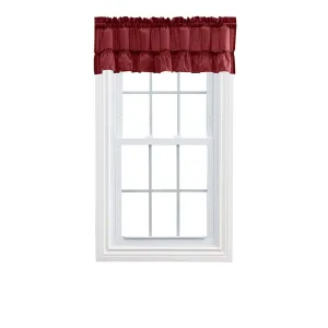 Ellis Stacey 1.5" Rod Pocket High Quality Fabric Solid Color Window Ruffled Filler Valance 54"x13" Merlot