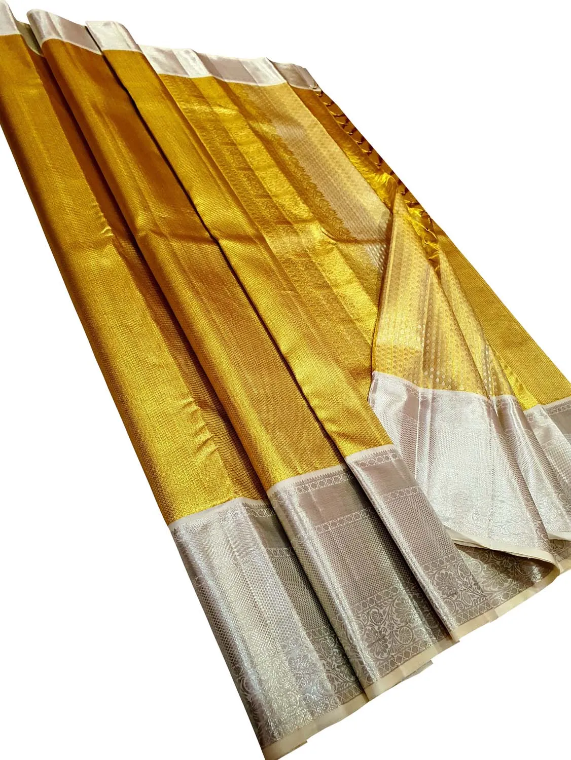 Exquisite Golden Kanjeevaram Handlooms: Pure Tissue Silk Saree