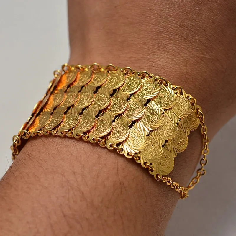 Gold Coin Bangles & Bracelets for Women and Men – African Jewelry Gifts