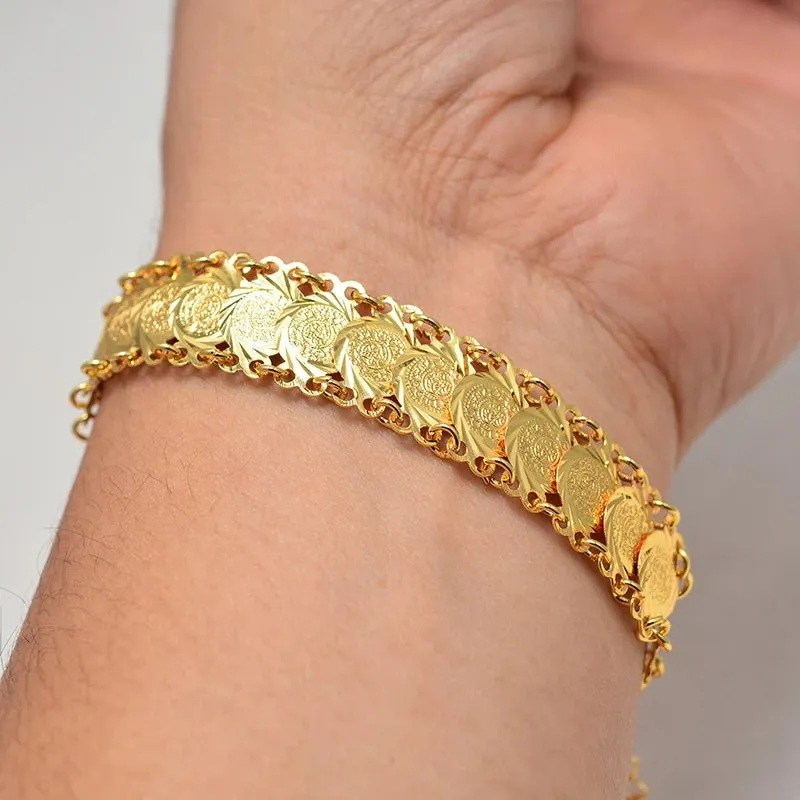 Gold Coin Bangles & Bracelets for Women and Men – African Jewelry Gifts
