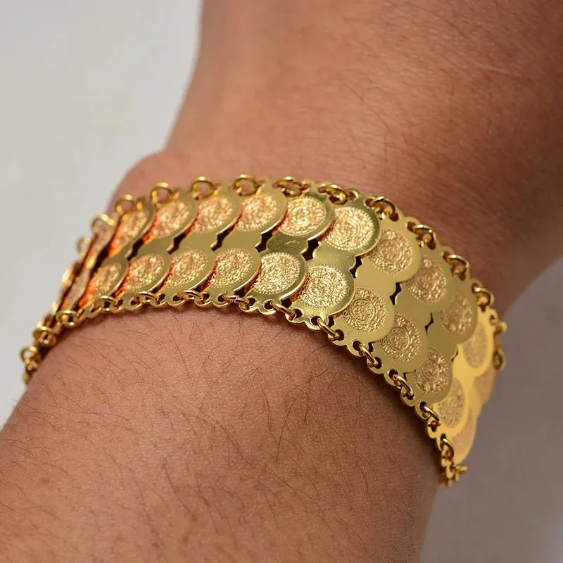 Gold Coin Bangles & Bracelets for Women and Men – African Jewelry Gifts