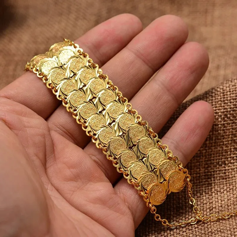 Gold Coin Bangles & Bracelets for Women and Men – African Jewelry Gifts