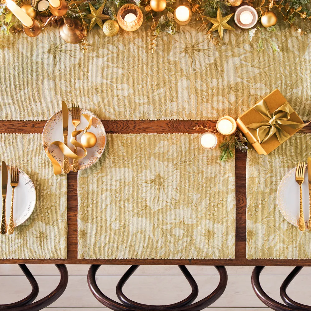 Gold Stag Christmas Festive Table Runner Gold