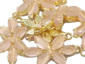 Green & Peach Flower Stone Charms