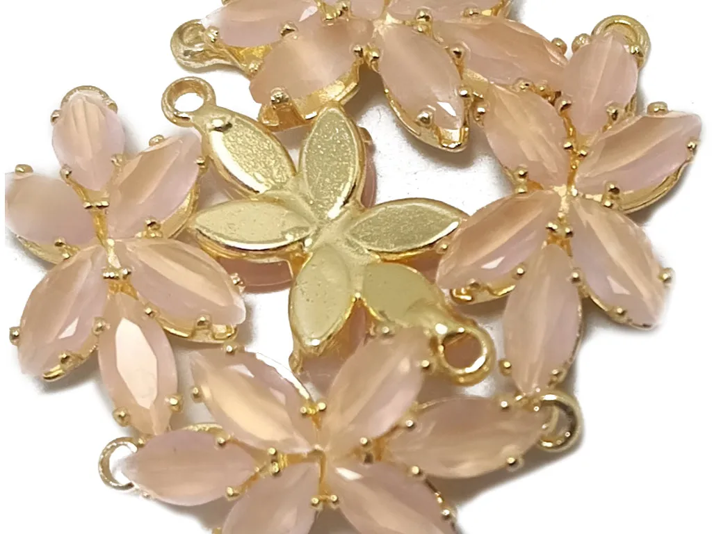 Green & Peach Flower Stone Charms