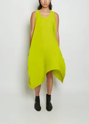 Leaf Pleats Polyester Dress — Yellow
