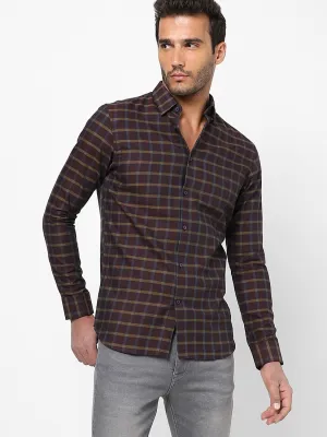 Men's Brown Checkered Shirt