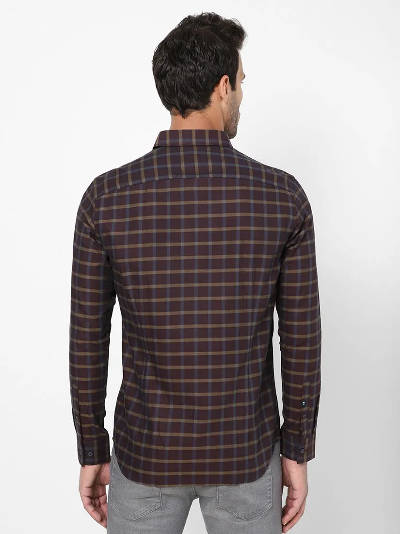 Men's Brown Checkered Shirt