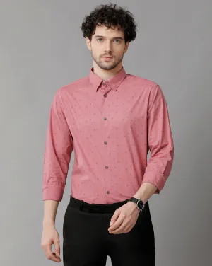 Men's Printed Pink Cotton Shirt