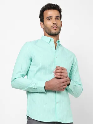 Men's Tea Green Striped Shirt