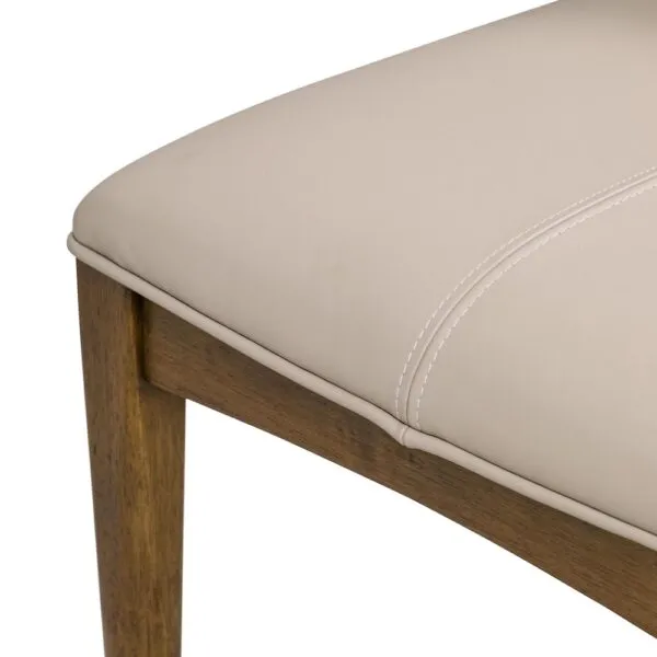 Modern Beige Leather Armless Dining Chair