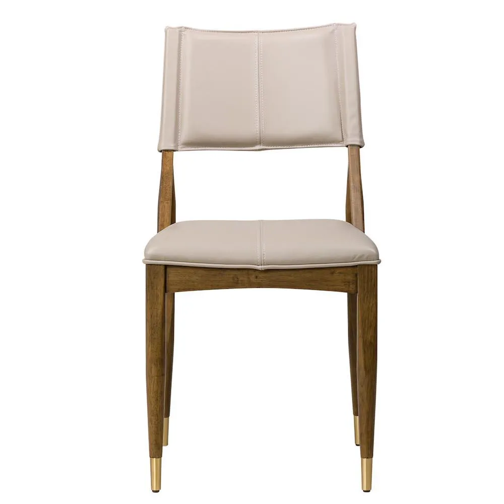 Modern Beige Leather Armless Dining Chair