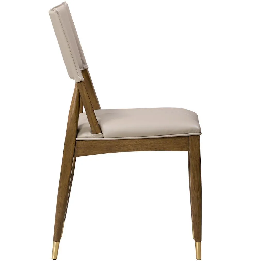 Modern Beige Leather Armless Dining Chair