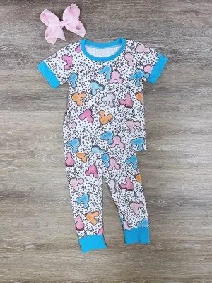 Mouse Balloons Pastel Short Sleeve Pajama Set
