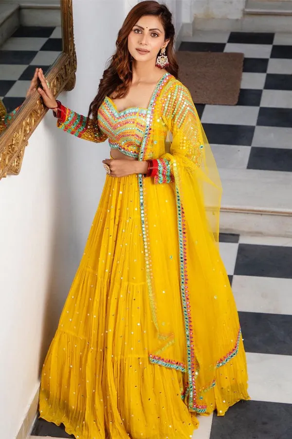 online shopping yellow lehenga for haldi with price