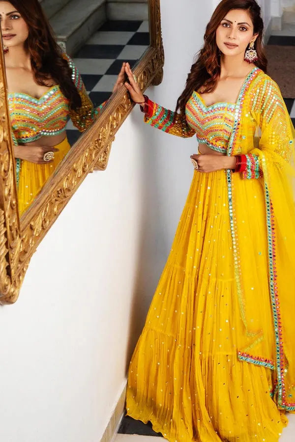 online shopping yellow lehenga for haldi with price