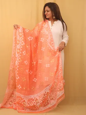 Orange Jamdani Cotton Silk Dupatta