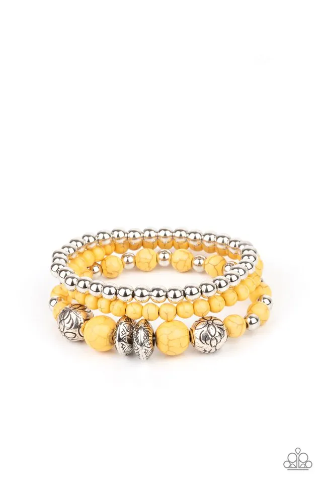 Paparazzi Bracelet ~ Desert Blossom - Yellow