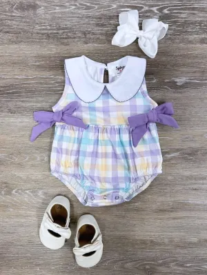 Pastel Plaid Girls Baby Bubble Romper