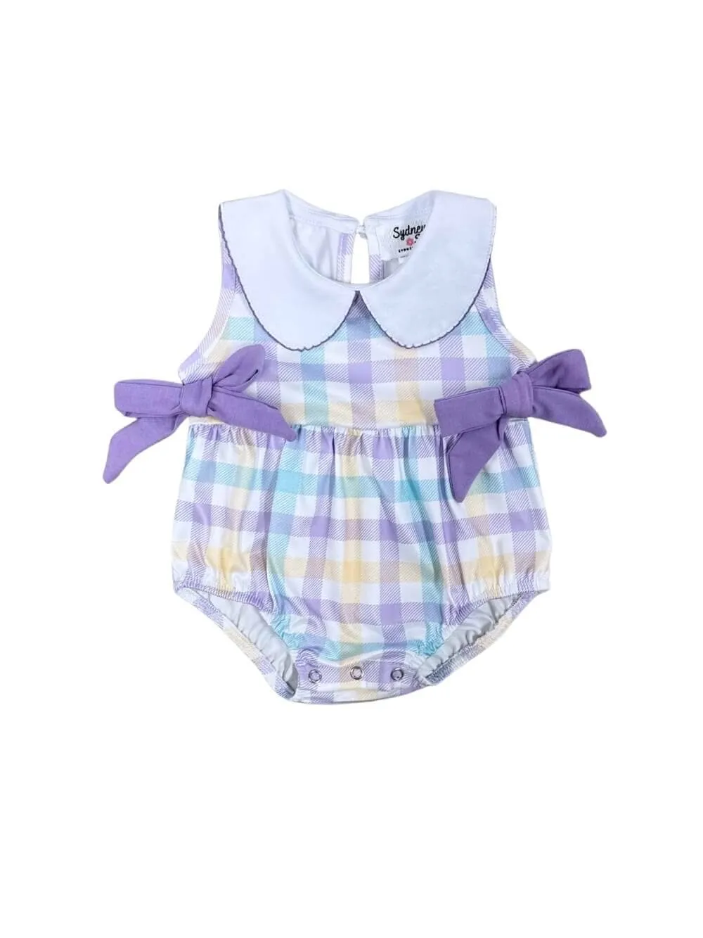 Pastel Plaid Girls Baby Bubble Romper