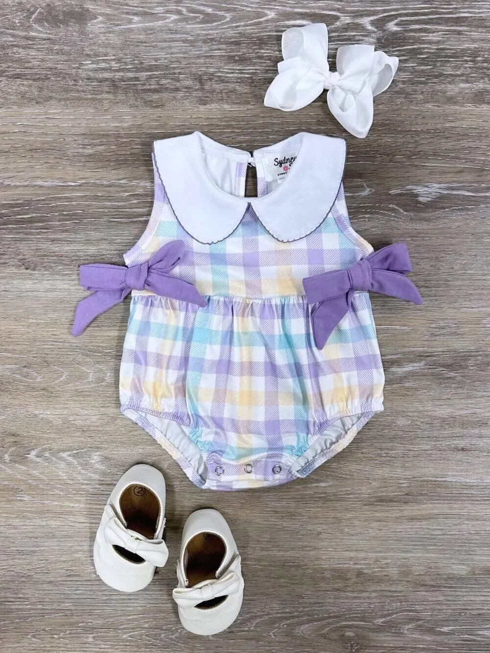 Pastel Plaid Girls Baby Bubble Romper