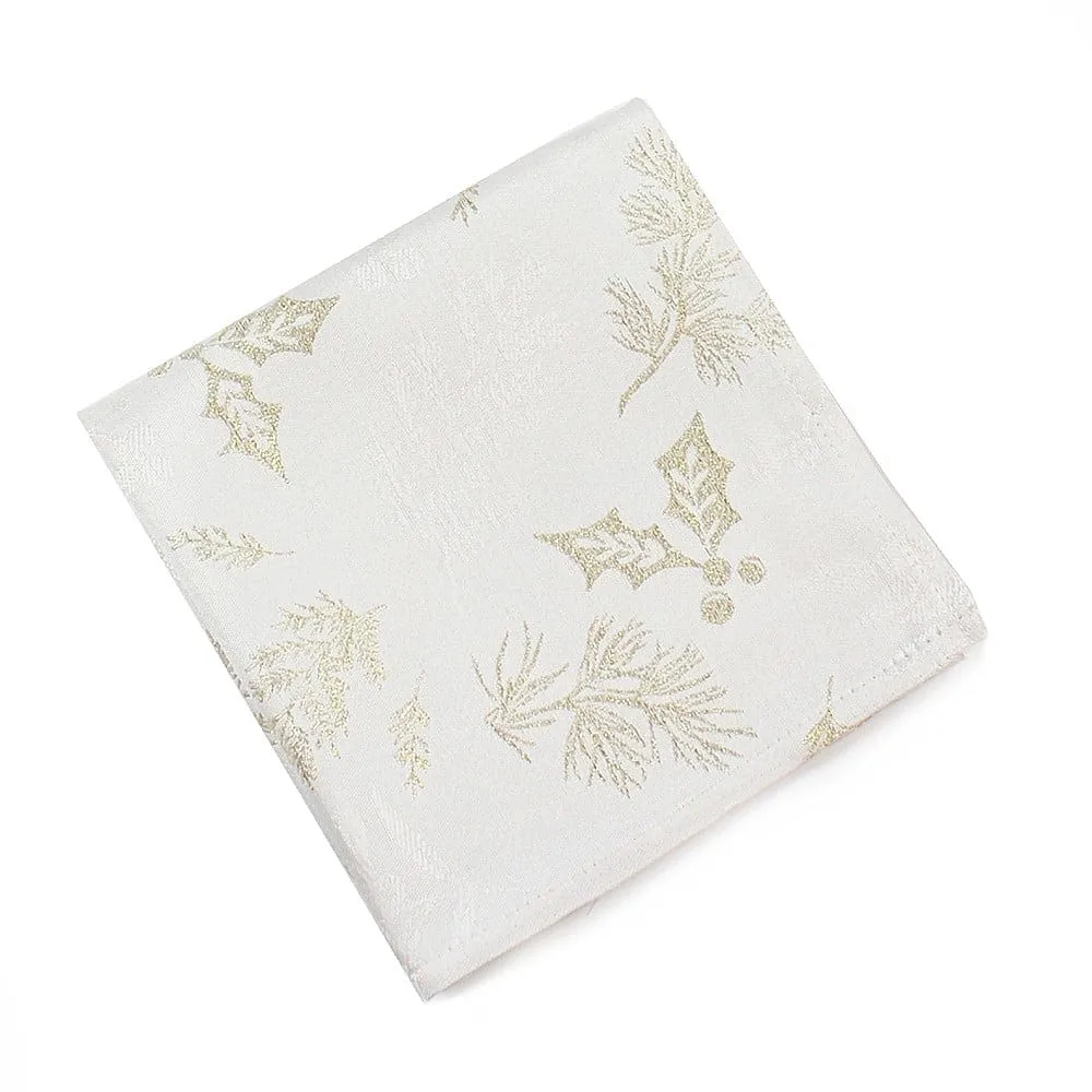 Peggy Wilkins Winter Hedgerow Champagne & Gold Napkin