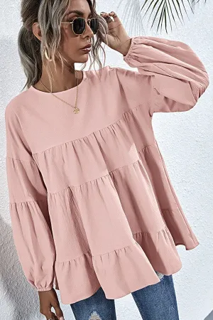 Pink Babydoll Long Sleeve Top