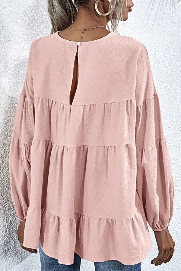 Pink Babydoll Long Sleeve Top
