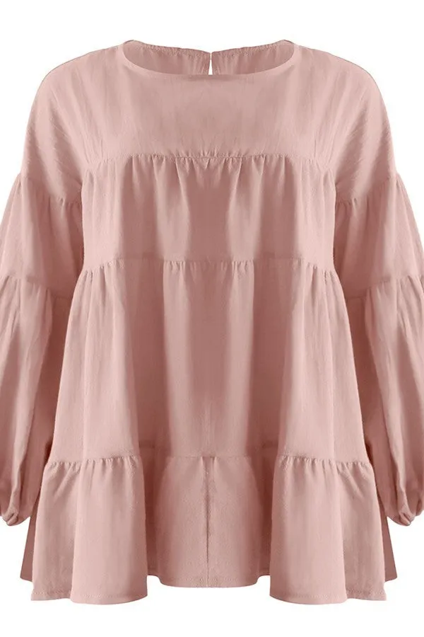 Pink Babydoll Long Sleeve Top
