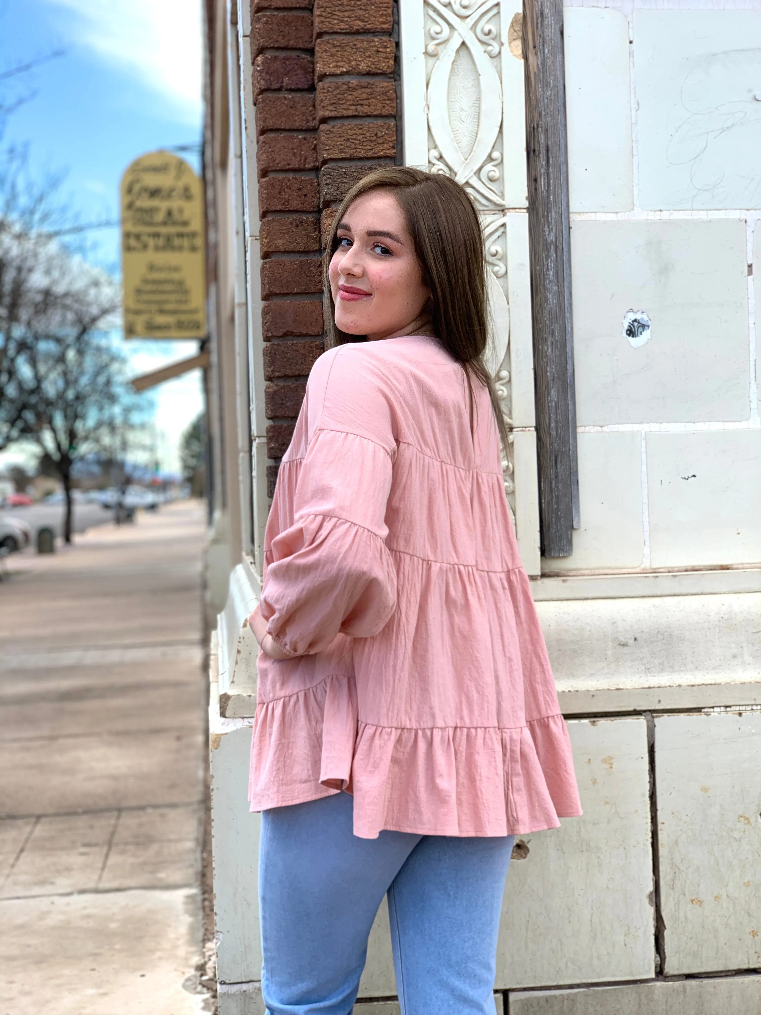Pink Babydoll Long Sleeve Top