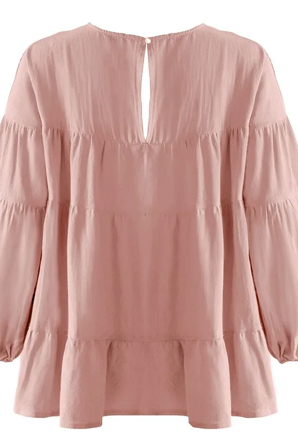 Pink Babydoll Long Sleeve Top