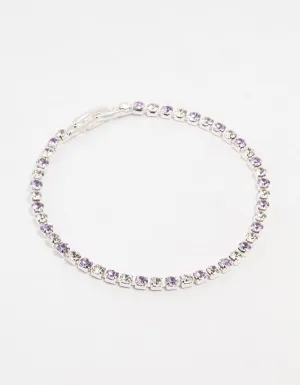 Purple Czech Bohemia Crystal Silver Fine Cup Chain Clasp Bracelet
