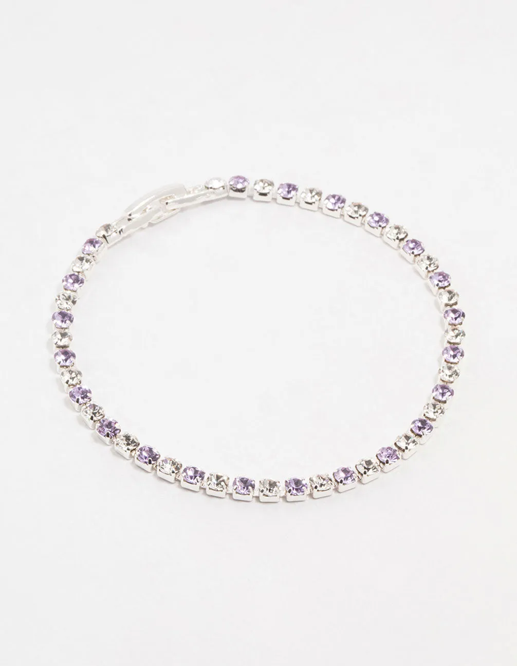 Purple Czech Bohemia Crystal Silver Fine Cup Chain Clasp Bracelet