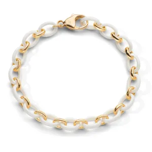 "Audrey" White Ceramic Link Bracelet