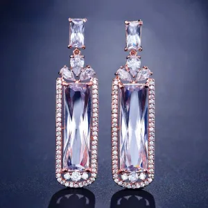 "Corinne" - Geometric Cubic Zirconia Bridal Earrings - Available in Silver, Rose Gold and Yellow Gold