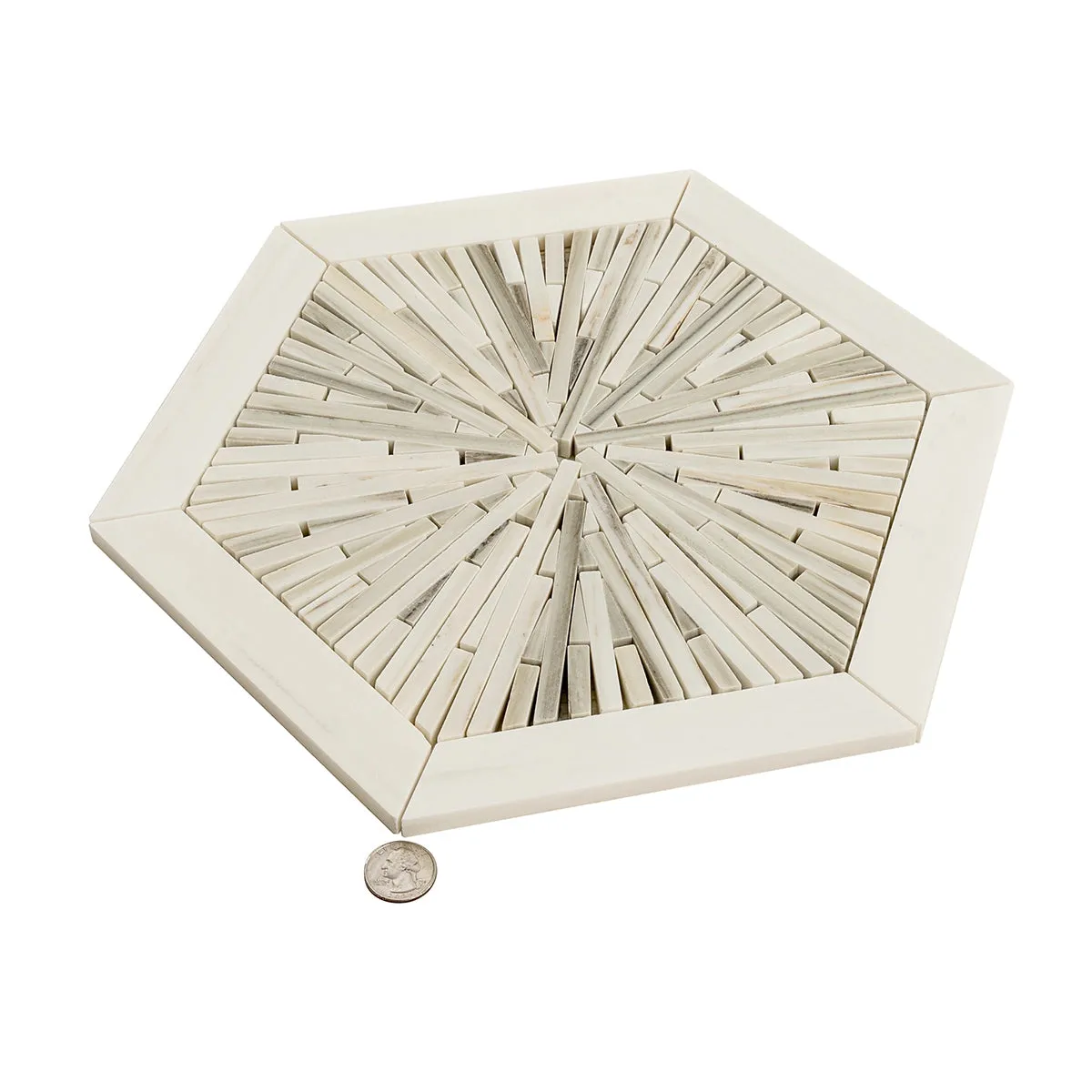 Santorini Beige Spoke Hexagon Marble Mosaic Tile