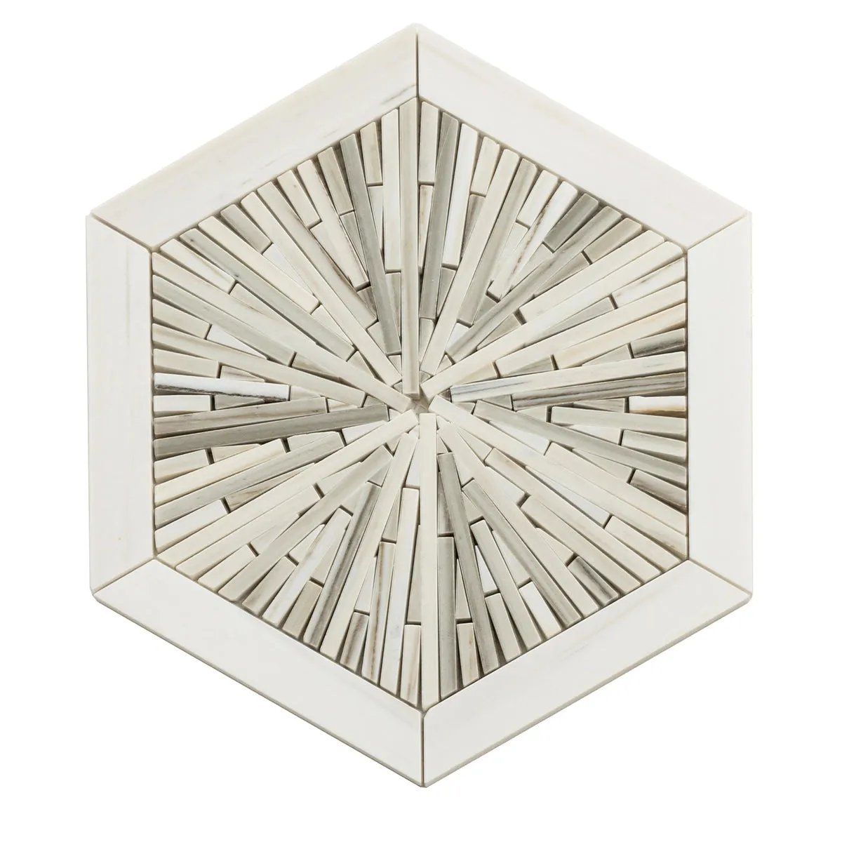 Santorini Beige Spoke Hexagon Marble Mosaic Tile