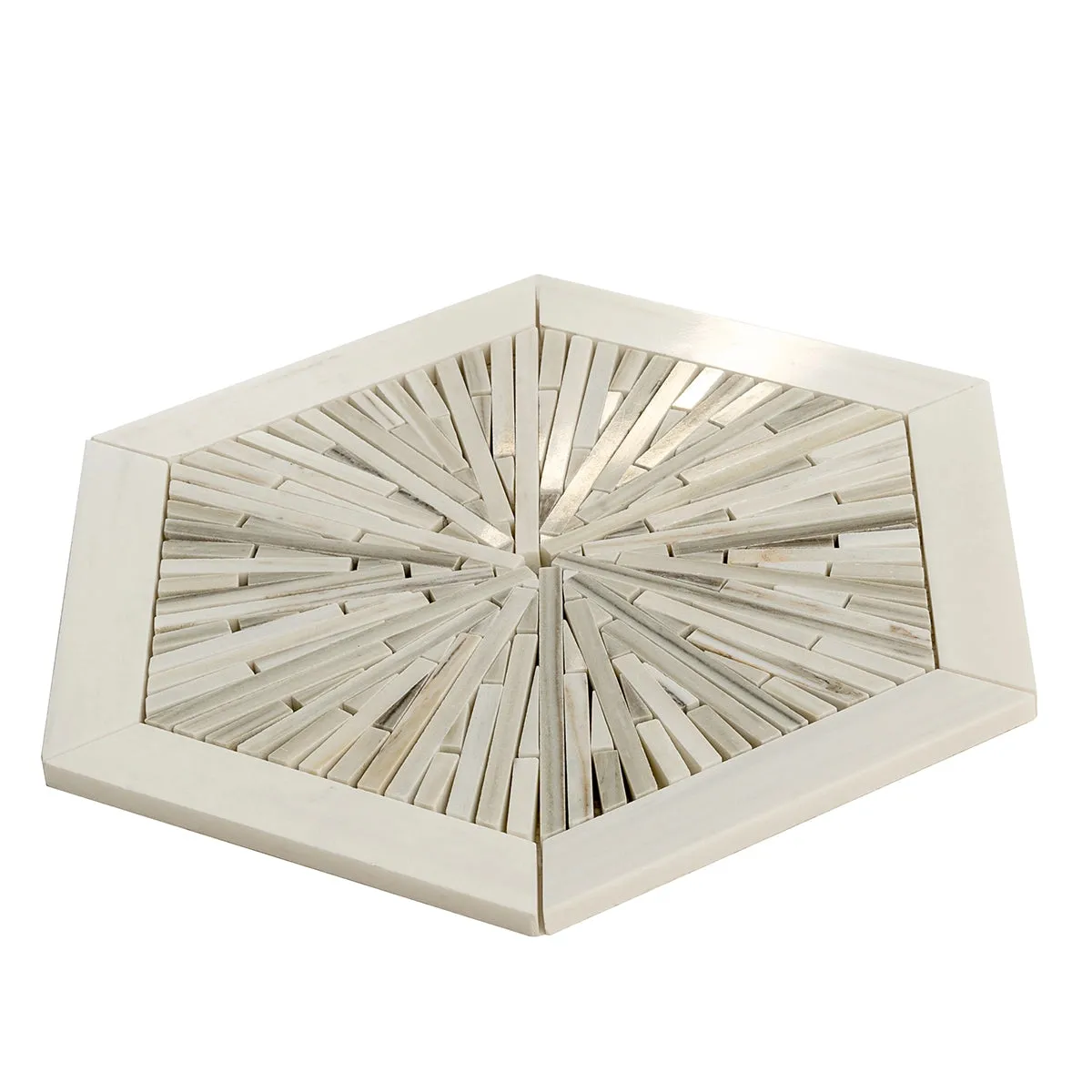 Santorini Beige Spoke Hexagon Marble Mosaic Tile