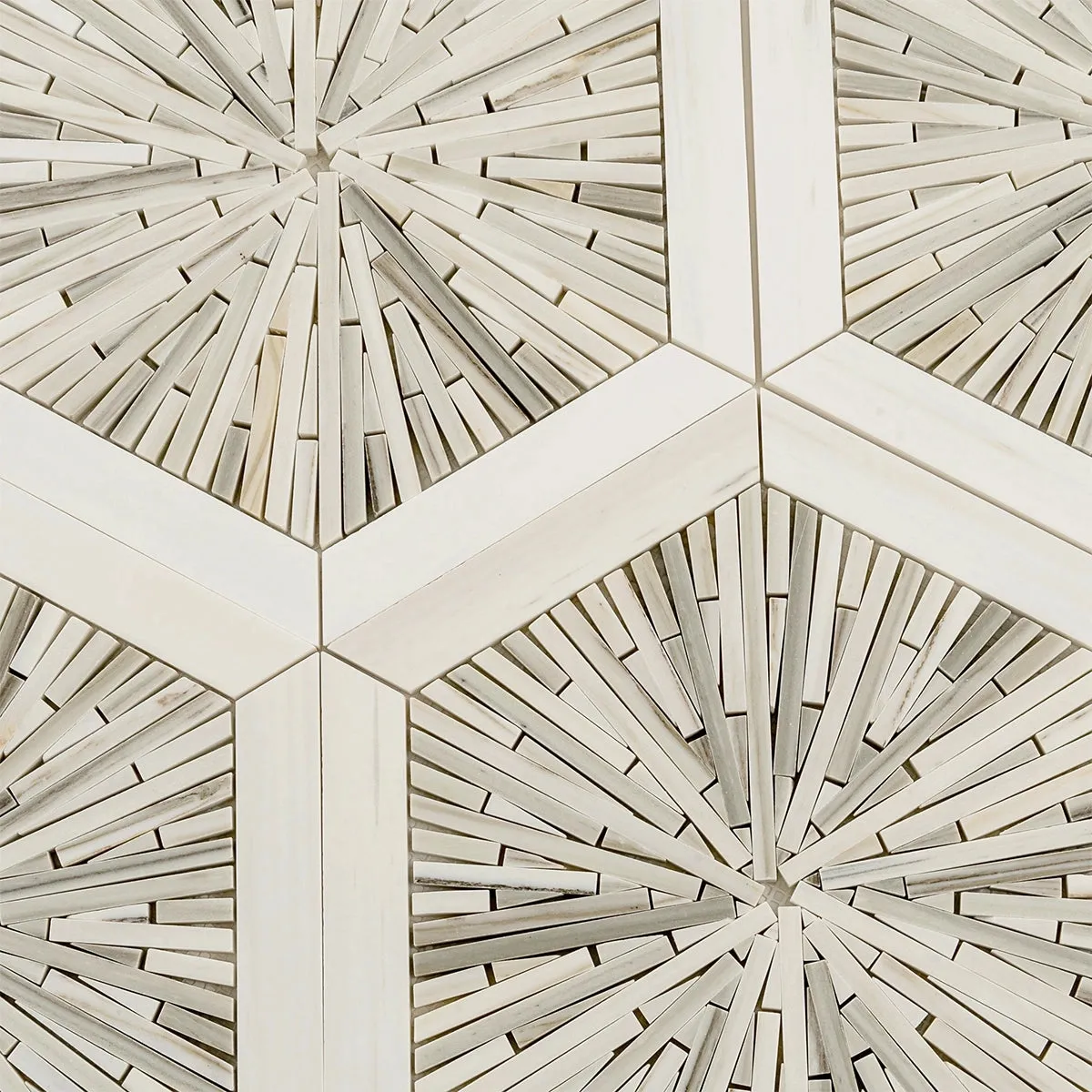 Santorini Beige Spoke Hexagon Marble Mosaic Tile
