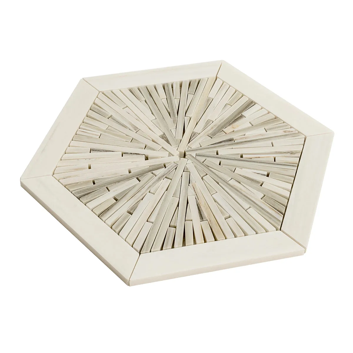 Santorini Beige Spoke Hexagon Marble Mosaic Tile
