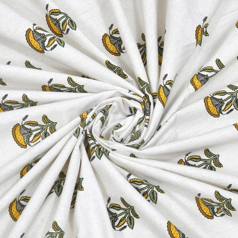 Sherry Floral Bedsheet - White & Beige