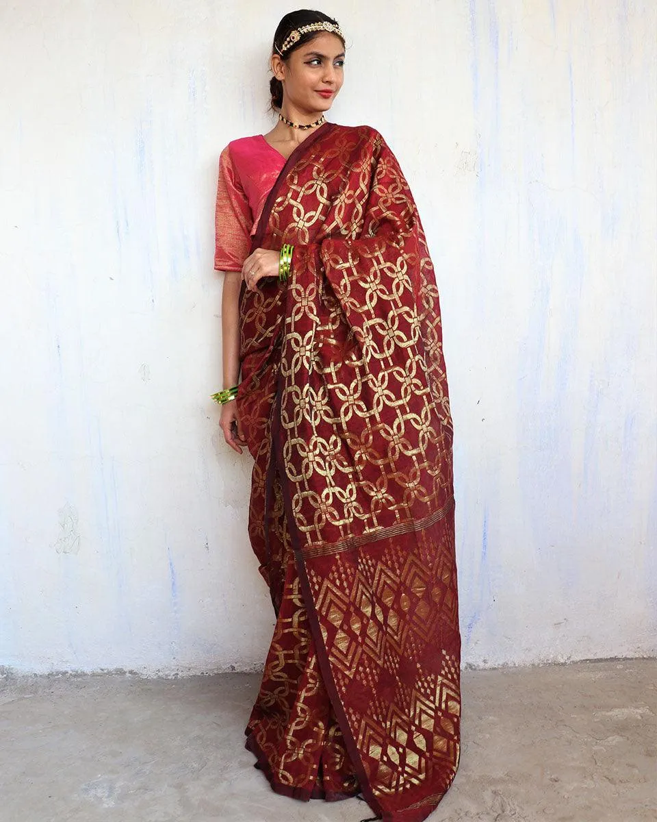 Sindoor Handwoven Jamdani Saree-Shringaar