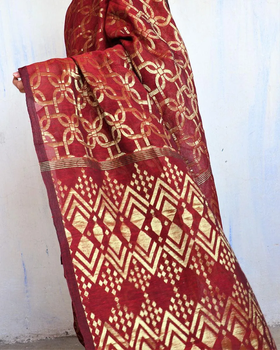 Sindoor Handwoven Jamdani Saree-Shringaar