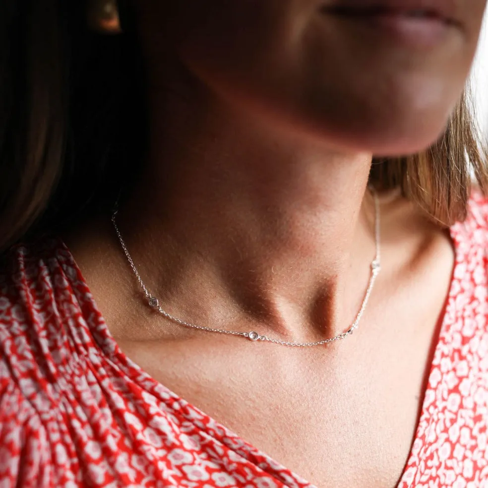 Sofia Sterling Silver & Cubic Zirconia 15" Necklace Set