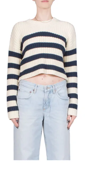 Striped Ribbed Cropped Sweater